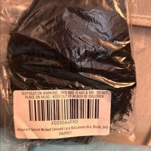 Victoria's Secret Black Lace balconette Bra 34d new with tags in bag
